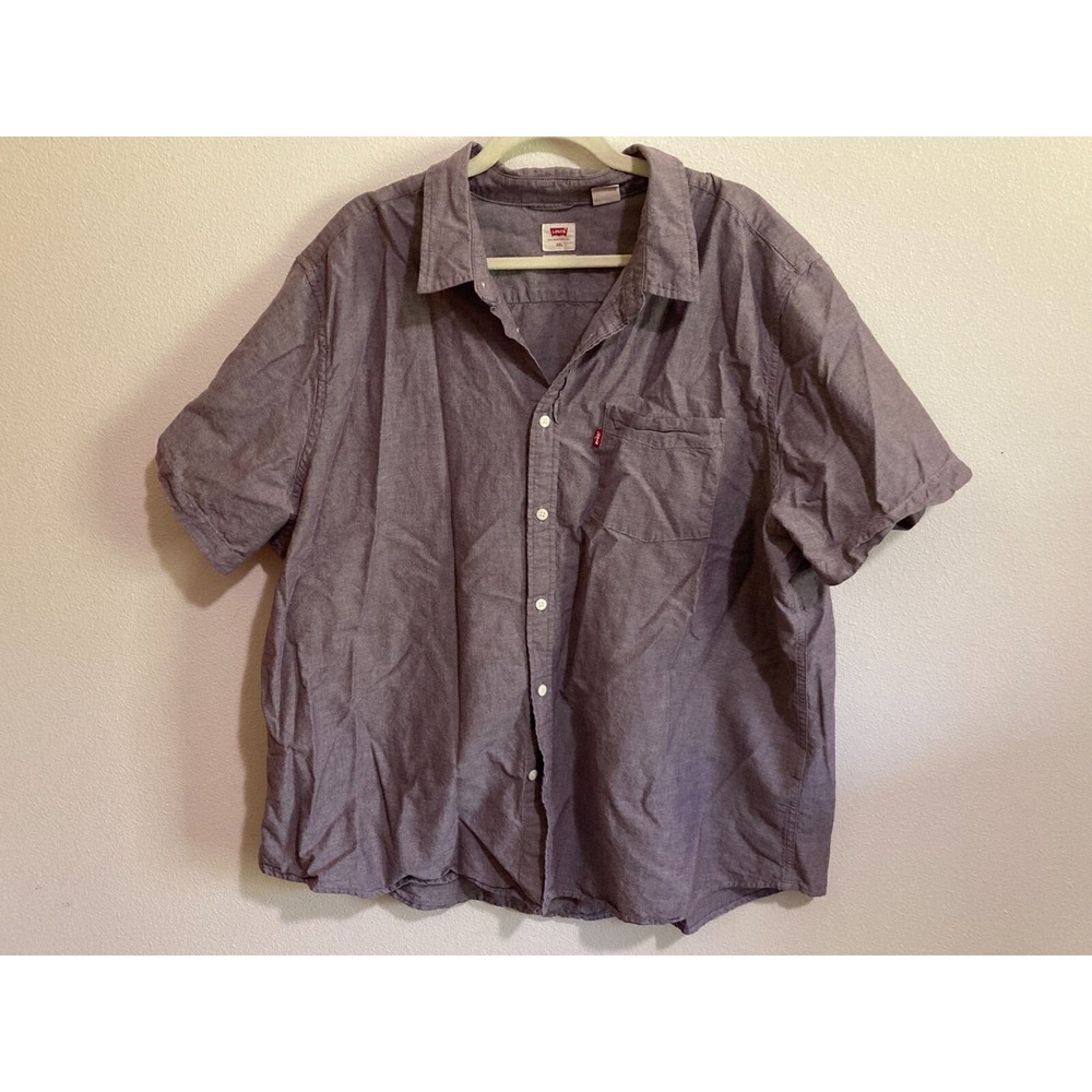 Levi's Standard Purple Button Up Shirt Size 3XL Men Short Sleeve Chest Pocket